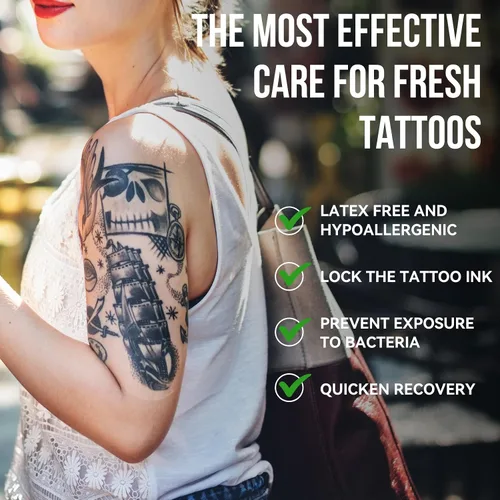 Miniatura 10 de Pamiou Tatoo Aftercare Parche Cobertor de Tatuaje Segunda Piel - 6 Pulgadas x 2 Yardas Envoltura para Tatuaje, Transpirable, Impermeable