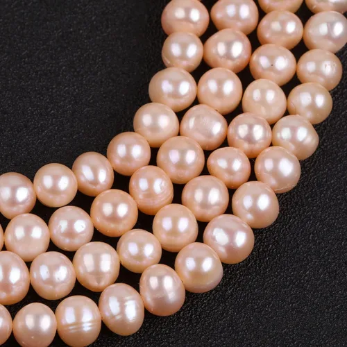 Miniatura 5 de JOE Foreman 7 – 8 mm de agua dulce perla cultivada teñido esférica Loose Beads para joyas Wholesale Beads Luz Salmón 15