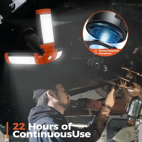 Miniatura 4 de Luz de campamento recargable de 12000 mAh con soporte ajustable, luz de trabajo inalámbrica con 3 cabezales de lámpara LED, linterna de emergencia