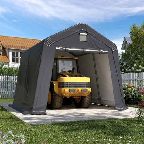 Miniatura 9 de Cobertizo de almacenamiento al aire libre de 6 x 3 pies, refugio de almacenamiento portátil resistente con puerta enrollable con cremallera