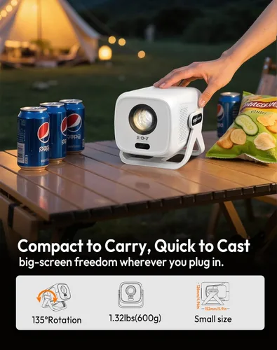 Miniatura 5 de Compatible con Netflix y enfoque automático Keystone Proyector inteligente mini con WiFi6 y Bluetooth, proyector portátil nativo 1080P y control