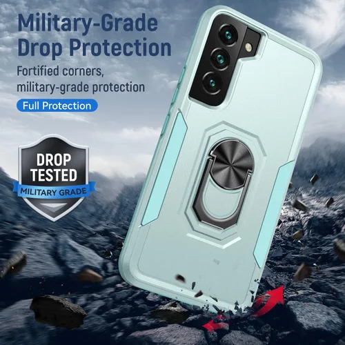 Miniatura 5 de Funda para Samsung Galaxy S22 Plus con soporte, anillo magnético de armadura, resistente funda protectora de grado militar a prueba de golpes