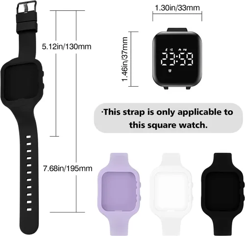Miniatura 5 de A ALPS Reloj cuadrado Lightpurple Plus Correa cuadrada púrpura claro