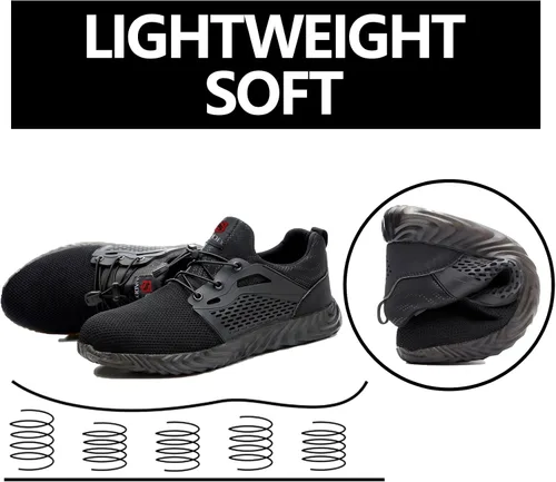 Miniatura 78 de SUADEX Zapatos deportivos con punta de acero para hombres y mujeres, indestructibles, ligeros, cómodos, antideslizantes, puntera compuesta