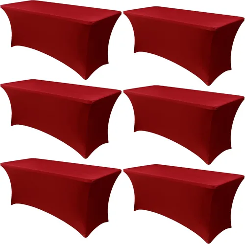 Miniatura 23 de Obstal Paquete de 6 Fundas de Mesa Elásticas de Spandex para Mesas de 6 Pies - Mantel Rectangular Universal Ajustado de 6 Pies Protector para Bodas
