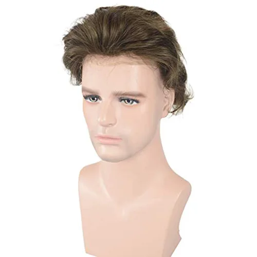 Miniatura 2 de Toupee para hombres, piel fina y suave, 100% cabello humano real europeo, piezas de cabello para hombre, 8x10 pulgadas, sistema de reemplazo de #1