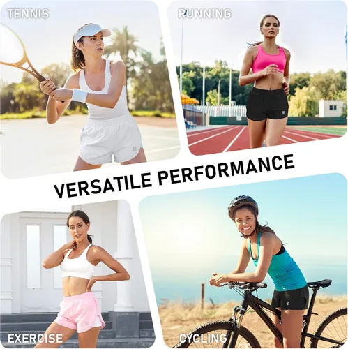 Miniatura 6 de MSDC Pantalones cortos deportivos para mujer, de secado rápido, cintura alta, pantalones cortos de correr ligeros para entrenamiento, gimnasio
