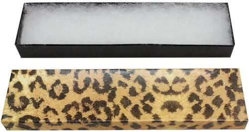 Miniatura 2 de Cajas de regalo de joyería de 8 "x 2" x 1" Caja de cartón de bateo de algodón con estampado de leopardo, juego de 10 PC