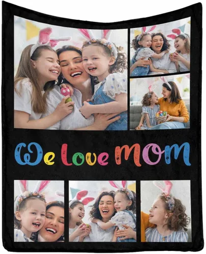 InterestPrint Regalos personalizados para mamá, manta personalizada con fotos y fotos familiares, regalos de cumpleaños para el día de la madre,