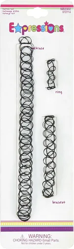 Miniatura 9 de EXPRESSIONS Colección de Joyería Elástica para Tatuajes de 3 Piezas Surtidas - Conjunto de Collar Gargantilla de Tatuaje, Pulsera y Anillo