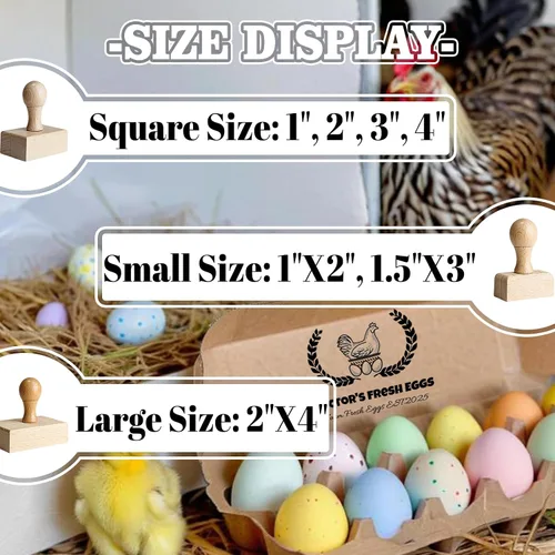 Miniatura 4 de Sello personalizado de cartón de huevos para huevos frescos, sellos personalizados de cartón de huevos de madera y goma para granjeros granjeros