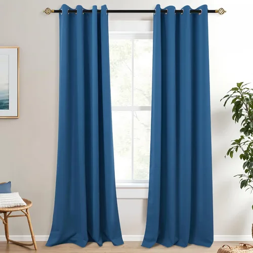 Miniatura 32 de Mrs.Naturall Cortinas Azul Real para Dormitorio, Cortinas Opacas Cortas Medianas Azul Cobalto para Cocina Decoración de Habitación de Adolescentes