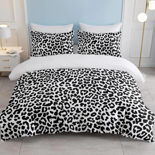 Miniatura 8 de Juego de funda de edredón con estampado de leopardo, tamaño King, suave, de lujo, suave, con guepardo, para niñas, estilo moderno, bohemio