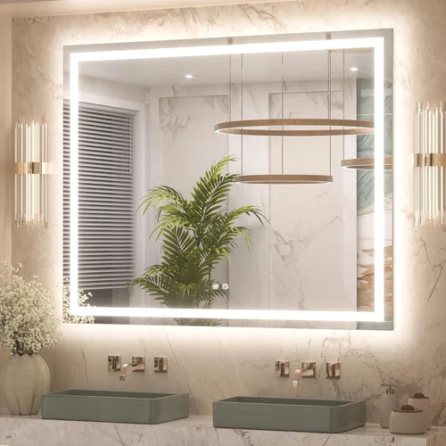 Miniatura 24 de Keonjinn - Espejo de baño LED de 24x32 pulgadas con luz, iluminación frontal y trasera, espejos iluminados para la pared del baño con luces