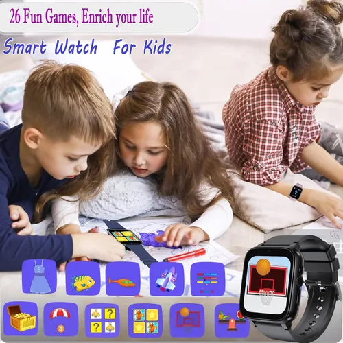 Miniatura 3 de Reloj inteligente para niños, reloj inteligente para niñas y niños con 26 juegos, grabadora de video y reproductor, calendario podómetro, linterna