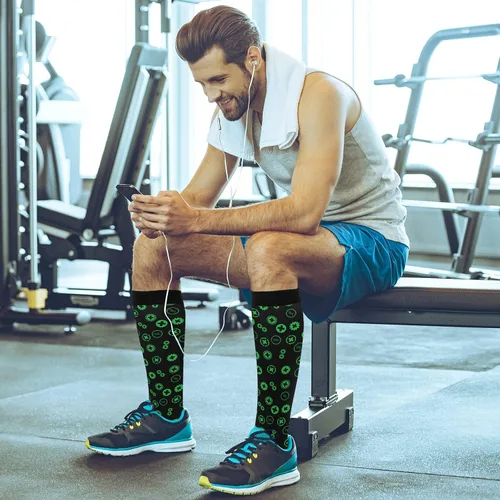 Miniatura 6 de Calcetines de compresión para hombres y mujeres, calcetines altos hasta la rodilla, apoyo para deportes, correr, senderismo, fitness, seguro de salud