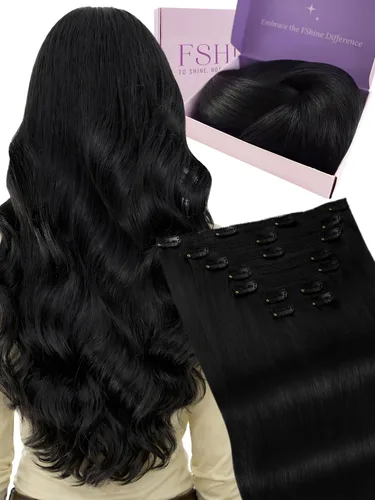 Miniatura 29 de Fshine Extensiones de cabello con broches, 22 pulgadas, 7 unidades, color marrón oscuro, doble trama, extensiones de cabello humano real con clip
