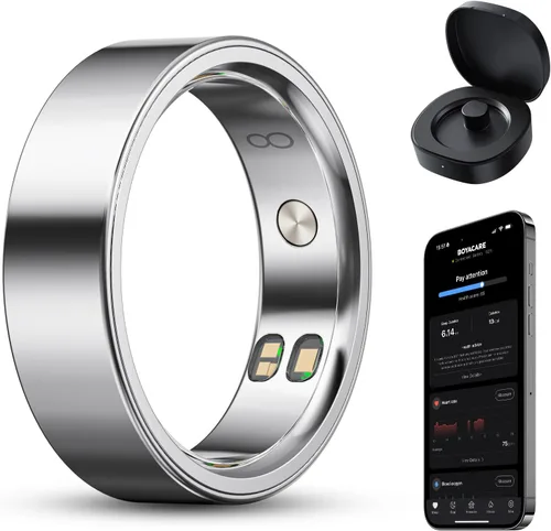 Miniatura 10 de Anillo inteligente para mujeres/hombres, anillo de seguimiento de actividad física con vibración de llamada y alarma, frecuencia cardíaca, oxígeno