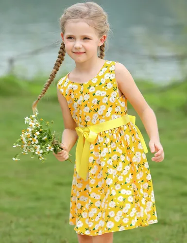 Miniatura 3 de Vestido de verano para niña, de algodón, con diseño floral