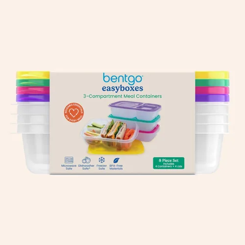 Miniatura 9 de Bentgo Easyboxes - Cajas de almuerzo apilables originales - Recipientes de comida reutilizables de 3 compartimentos para niños y adultos - Caja