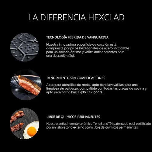 Miniatura 4 de HexClad Horno Holandés Híbrido Antiadherente de 5 Cuartos de Galón con Tapa de Acero Inoxidable, Asas que se Mantienen Frías, Apto