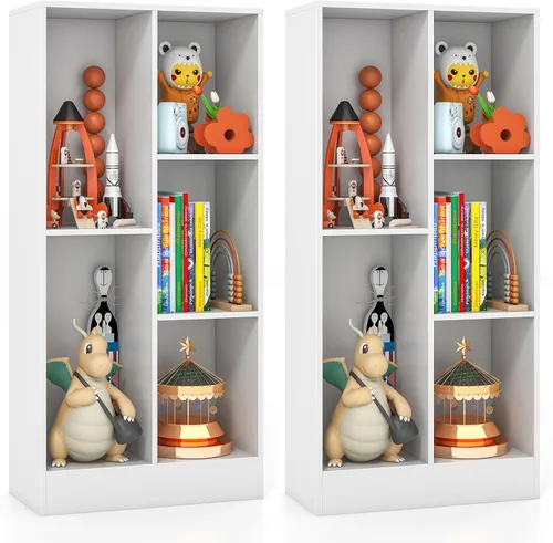 Miniatura 10 de Costzon 5-Cube Kids Bookshelf, 41” Tall Wooden Toy Storage Organizer for Books Toys, 3-Tier Storage Cabinet, Bookcase for Kids Room, Playroom