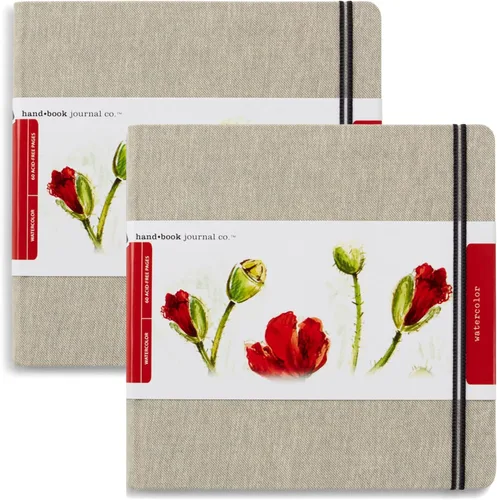 Handbook Journal Co. - Cuaderno de bocetos de acuarela para artistas, cuadrado de 8.25 x 8.25 pulgadas (paquete de 2), 95 libras/200 GSM, tapa dura