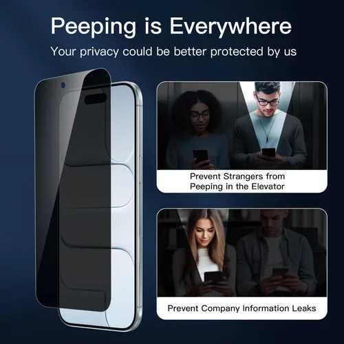 Miniatura 5 de NEW'C Paquete de 3 protectores de pantalla de privacidad para iPhone Air/iPhone 17 Air (6.5 pulgadas), película de vidrio templado antiespía
