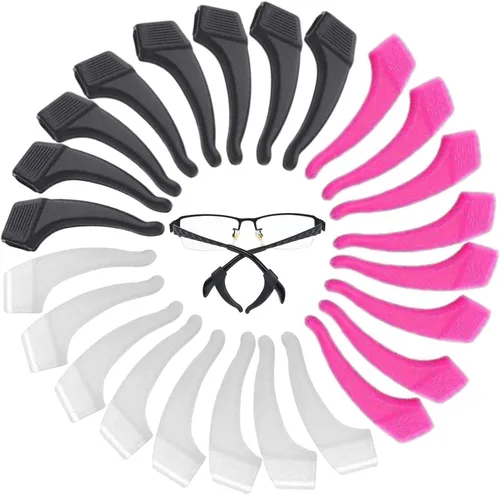 Miniatura 18 de MOLDERP Agarres para Orejas de Anteojos - 21 Pares Antideslizantes para Gafas, Cómodas Puntas de Patillas de Silicona Elástica, Retenedor de Manga