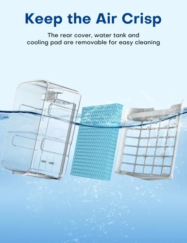 Miniatura 8 de Aire acondicionado portátil 4 en 1, enfriador de aire evaporativo con 4 modos y 3 velocidades, temporizador de 15 horas para apagado automático