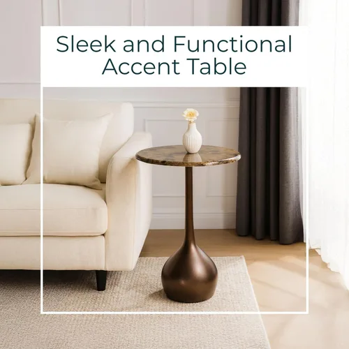Miniatura 3 de Mesa auxiliar de mármol para decoración del hogar, soporte de mesa pequeño decorativo para mesita de noche de dormitorio, mesita de noche