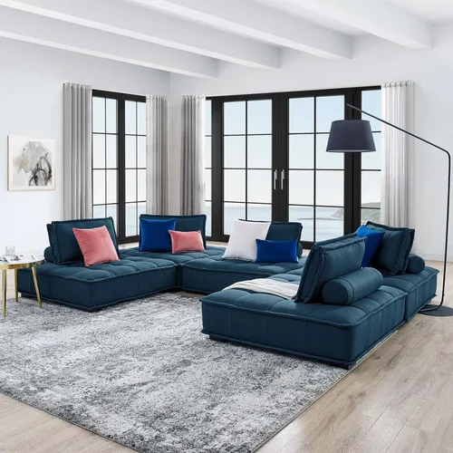 Miniatura 8 de Modway Sofás Saunter, juego de 3 piezas, azul