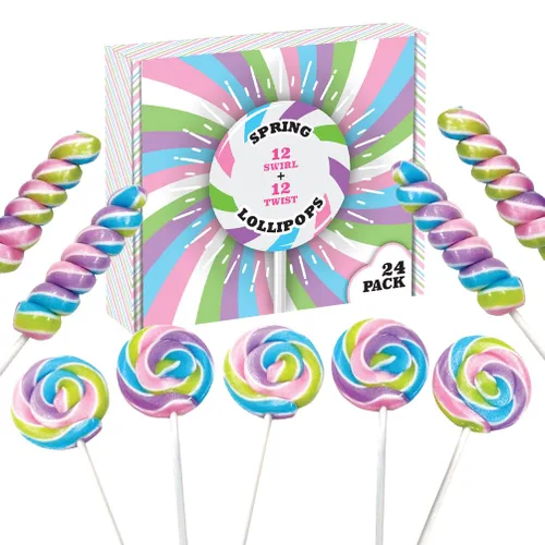 Miniatura 9 de Paletas de caramelo navideñas - 24 paletas festivas envueltas individualmente al por mayor - 18g remolinos y 12g pop retorcido