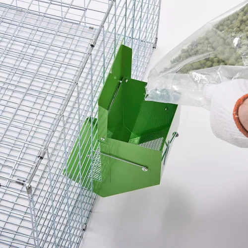 Miniatura 7 de Comedero de metal para animales pequeños con tapa, resistente, dispensador de alimentos de gran capacidad, ideal para conejos, cobayas, chinchillas