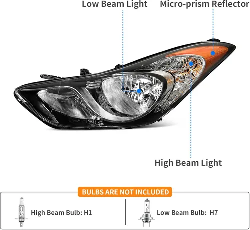 Miniatura 2 de DWVO - Conjunto de faros compatible con Elantra 2011 2012 2013 11 12 13, lámpara de repuesto, carcasa cromada, lente transparente, reflector ámbar