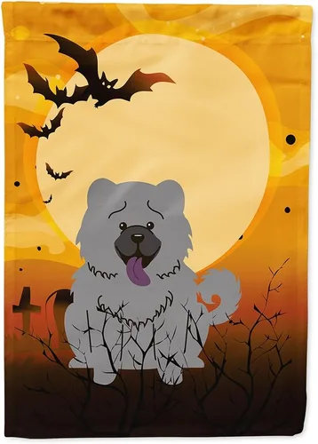 Miniatura 233 de Caroline's Treasures BB4307GF - Bandera de Halloween Airedale para jardín, bandera decorativa para patio exterior, obras de arte de patio, macizos