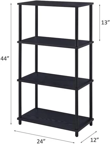 Miniatura 3 de Acme Nypho - Estantería rectangular con 4 estantes de madera con marco de metal, color negro