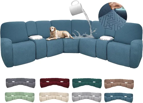 Miniatura 112 de Fundas de sofá reclinable seccional 100% impermeables para sofá reclinable en forma de L, funda de sofá modular de esquina en forma de L, fundas