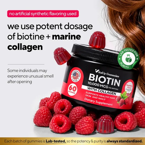 Miniatura 3 de VitaUp Gomitas de Biotina 10000mcg para Mujeres y Hombres - Gomitas Extra Fuertes para Cabello, Piel y Uñas con Colágeno - Suplemento Natural