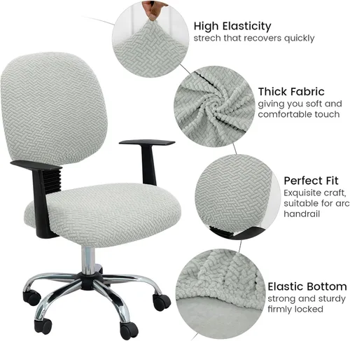Miniatura 4 de MIFXIN Funda para Silla de Oficina de Computadora Elástica Extensible Forro de 2 Piezas Extensible de Punto Universal Funda de Asiento de Silla