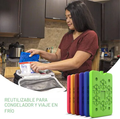 Miniatura 4 de TrekProof Bolsas de hielo multicolores para el almuerzo, juego de 6 piezas, reutilizable y ecológica, portátil y compacta, ideal para viajes