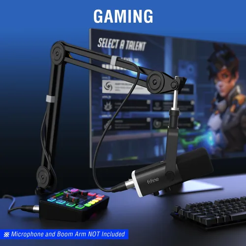Miniatura 8 de FIFINE Mezclador de audio para juegos con paquete de cable XLR, mezclador de PC RGB de transmisión con cable de micrófono, interfaz XLR, atenuadores