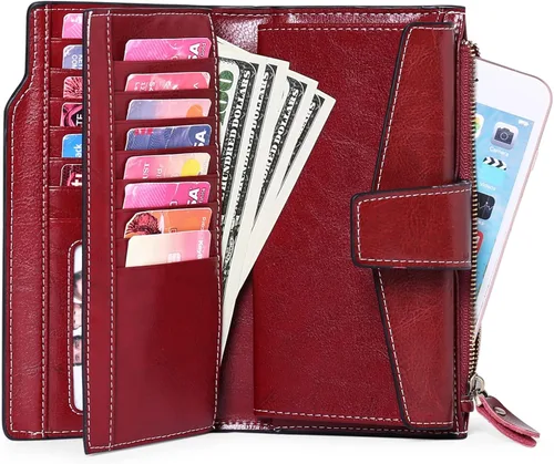 Miniatura 3 de SENDEFN - Cartera de cuero para mujer portatarjetas con bloqueo RFID monedero para mujer con cierre
