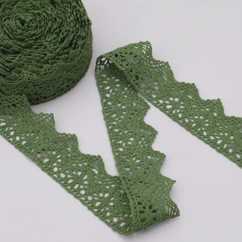 Miniatura 8 de IDONGCAI Cinta de encaje de ganchillo de 10 yardas, 1.4 pulgadas, triángulo de algodón vintage con borde festoneado para ropa bohemia, manualidades