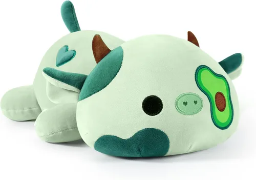Onsoyours Lindo peluche de vaca, suave peluche de aguacate amoroso, juguete de peluche esponjoso, almohada de aguacate, regalo para niños (vaca