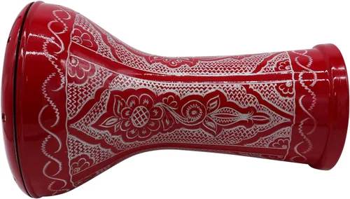 Miniatura 3 de The Wave Zaza Percussion - Darbuka Doumbek estilo egipcio de 17 pulgadas (rojo brillante, grabado)