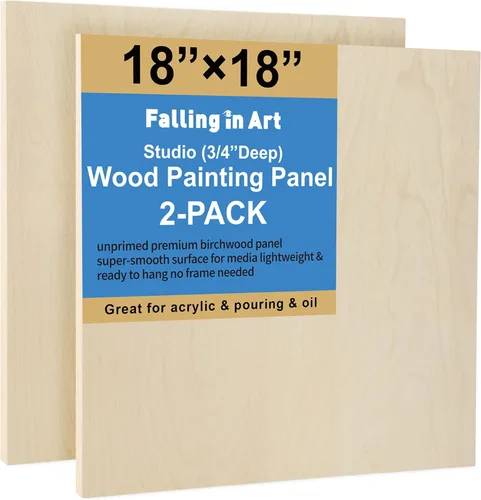 Miniatura 19 de Kit de Paneles de Lienzo de Madera de Abedul Sin Terminar, Falling in Art Paquete de 2 de 14x18'' Tablas de Cuna de Estudio de 3/4'' de Profundidad