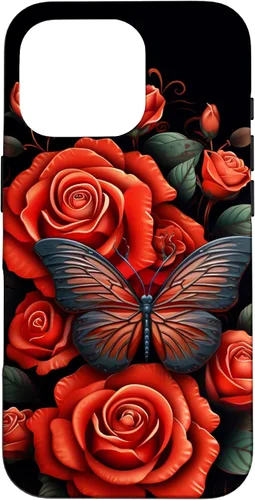 Miniatura 20 de Cute Butterfly Red Floral Flower Butterfly Rose Case for iPhone 17