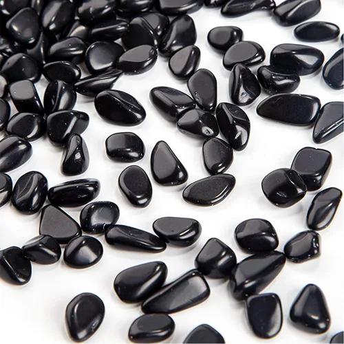 Miniatura 5 de Guijarros decorativos de cristal de 1 libra (460 g), piedras de obsidiana de forma irregular, pequeñas piedras pulidas trituradas, grava de piezas