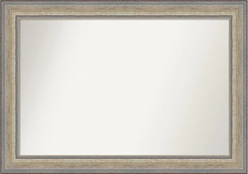 Miniatura 183 de Amanti Art Espejo de baño plateado para sobre fregadero, 28 x 47 pulgadas, espejo rectangular de plata imperial, marco de madera tradicional de gran